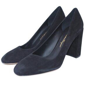 Salvatore Ferragamo 'Arezzo 85' Black Nero Suede Kid Pump Heels 10 $595 Shoes
